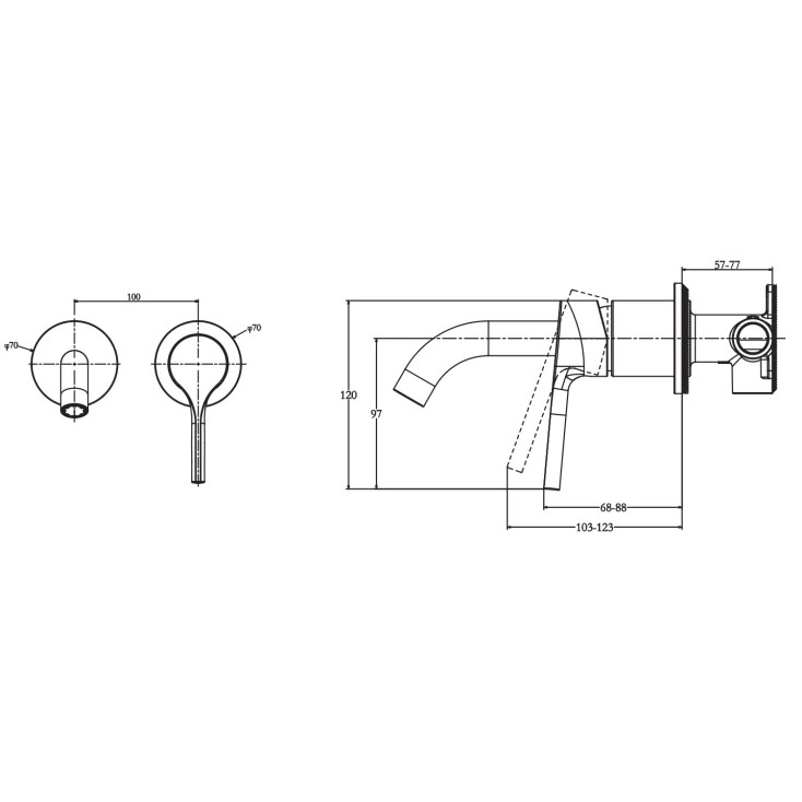 Чертеж Смеситель для раковины Jacob Delafon Elate E28318-BL черный матовый
