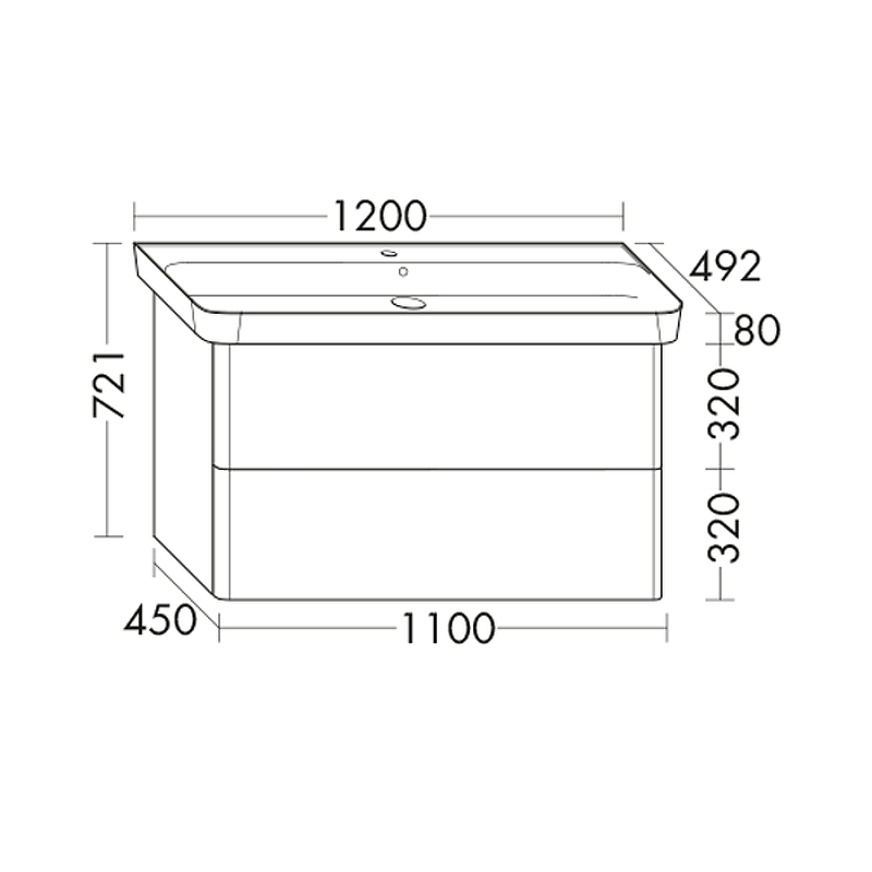 Чертеж Тумба с раковиной Burgbad Iveo 120 SFEN120F2835G0161C0001*1 дуб меринос