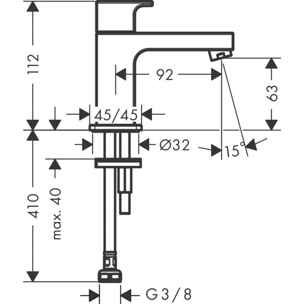 Чертеж Кран для холодной воды hansgrohe Vernis Shape 70 71592670 матовый черный