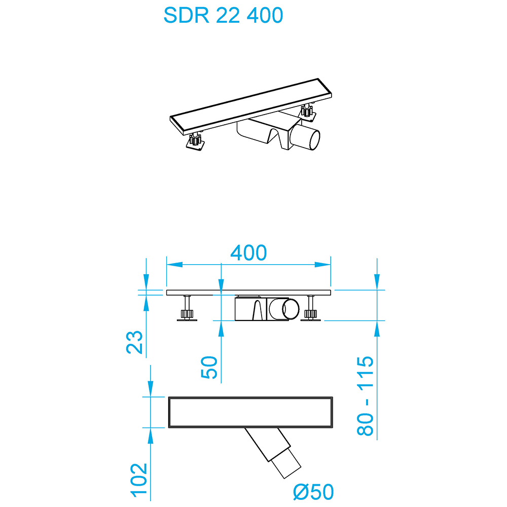 Чертеж Душевой трап RGW SDR-22 Shower Drain 47212240-01