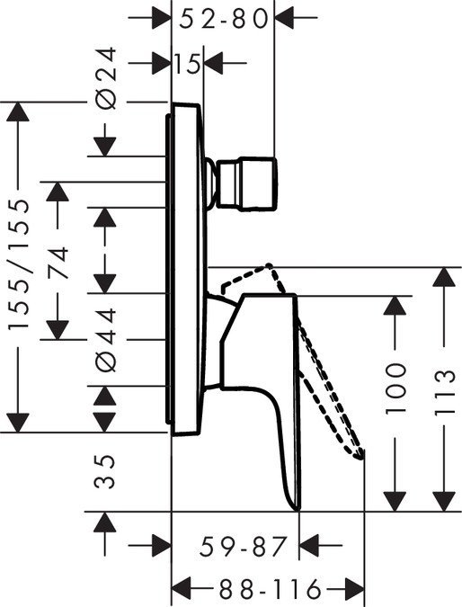 Чертеж Смеситель для ванны hansgrohe Talis E 71745000