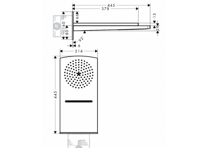 Чертеж Верхний душ hansgrohe Raindance Rainfall 28433000