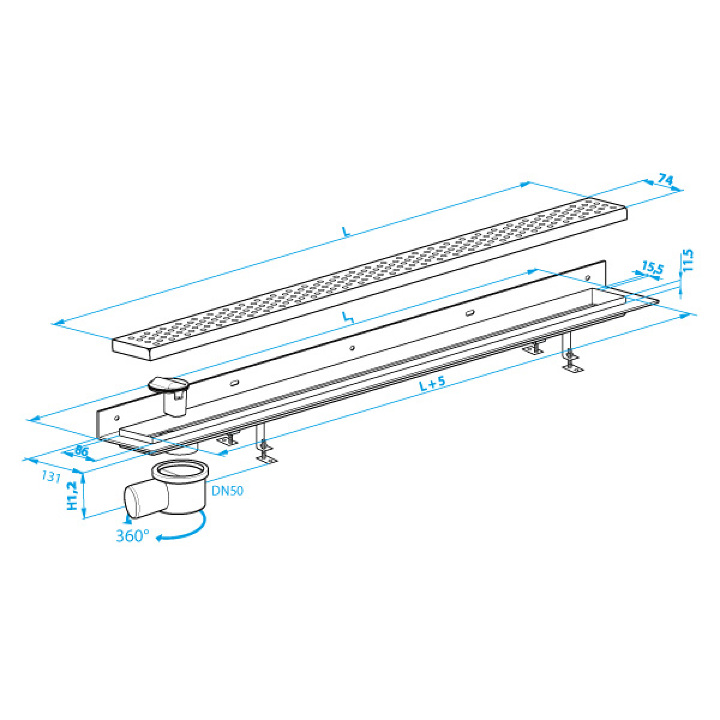 Чертеж Дренажный канал PlastBrno Klasik szk0901