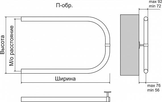 Чертеж Полотенцесушитель водяной Terminus Эконом П-обр AISI 32х2 500х400 4620768888243