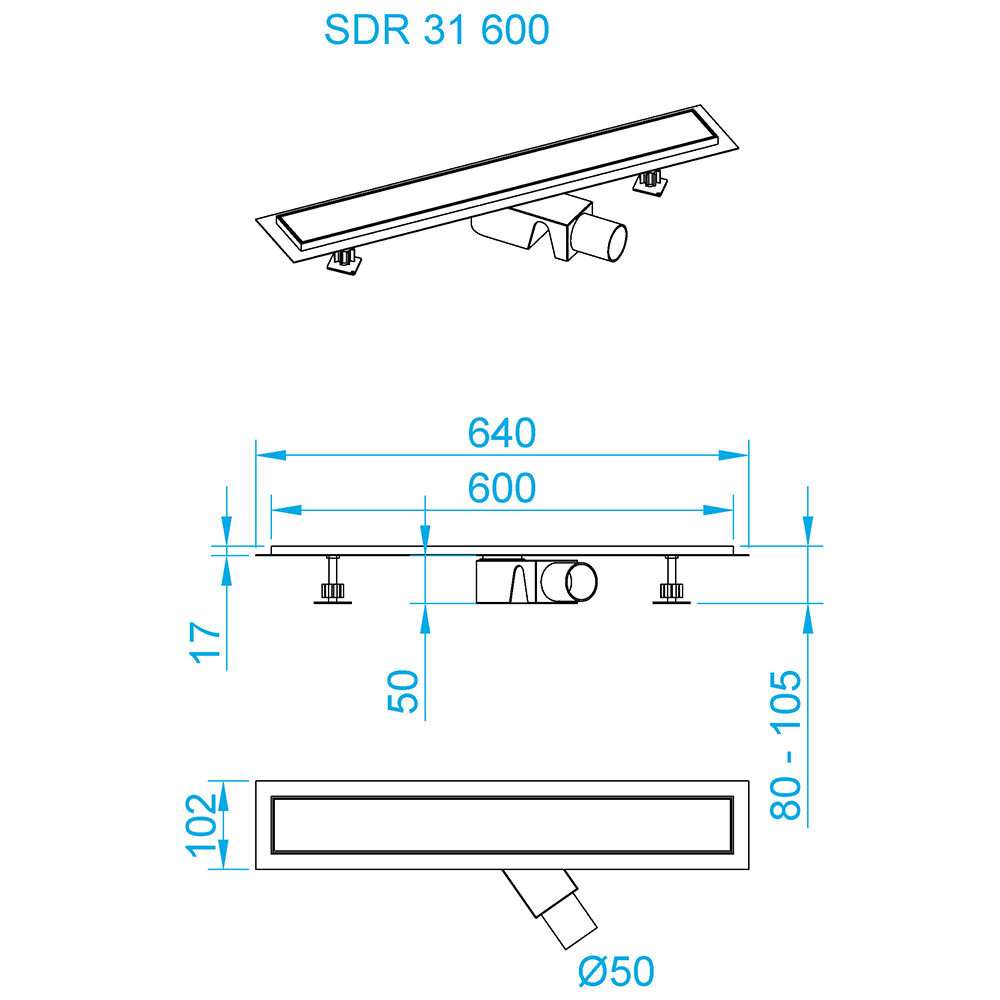 Чертеж Душевой трап RGW SDR-31B Shower Drain 47213160-04