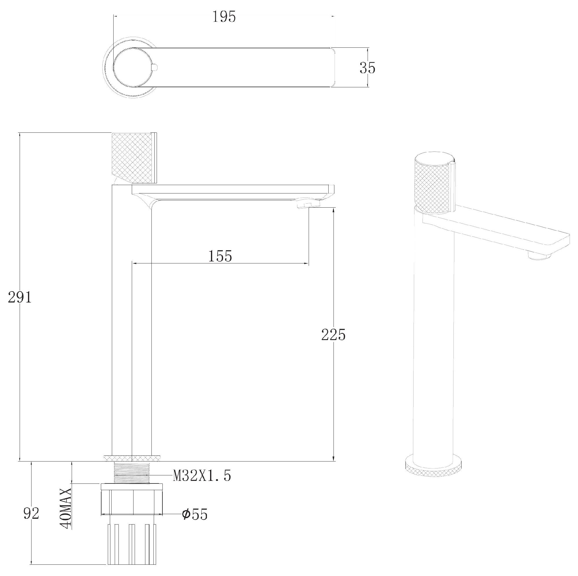 Чертеж Смеситель Allen Brau Liberty 5.33002-00
