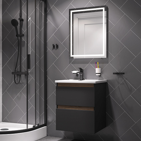Комплект мебели для ванной комнаты AM.PM X-Joy 55 BK85GO черный матовый