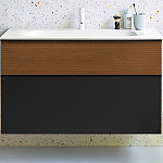 Тумба с раковиной Burgbad Fiumo 100 SFXN102F3958FOT52G0200C0001*1 графит матовый/тик корица