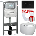 Комплект унитаза с инсталляцией Ceramica Nova Play CN3001_1001B_1000 с сиденьем и клавишей смыва