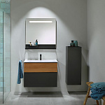 Тумба с раковиной Burgbad Fiumo 82 SFXN082F3958FOT52G0200C0001*1 графит матовый/корица