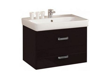 Комплект мебели Aquaton Америна 70 L (1A137601AM950) чёрный глянец (Тумба+раковина+зеркало)