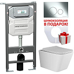 Комплект унитаза с инсталляцией Ceramica Nova Metric CN3007_1001CH_1000 с сиденьем и клавишей смыва