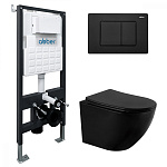 Комплект унитаз с инсталляцией Abber Bequem AC1100MB-AC0105-AC0120MB черный